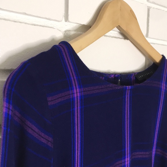 ⚡️$10⚡️Sanctuary | Purple/Blue Plaid Flannel Ruffled-Cuff Top - Picture 7 of 16
